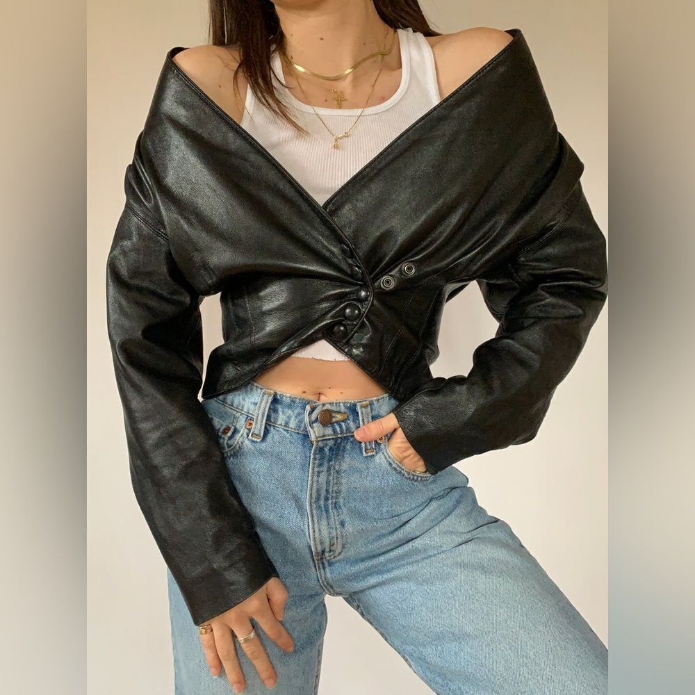 Vintage 1980s Wilson’s Leather cropped leather jacket - Picture 1 of 12